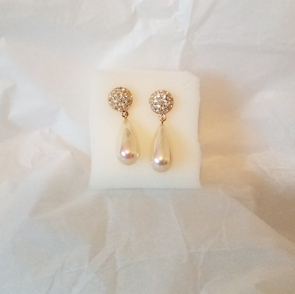 Vintage Faux Pearl & Gemstone Earrings
